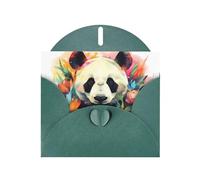 6x4 inch Watercolor Panda Dark Green prints greeting card with envelope, suitable for birthday wishes, wedding congratulations