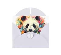 6x4 inch Watercolor Panda White prints greeting card with envelope, suitable for birthday wishes, wedding congratulations