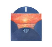 6x4 inch Watercolor Sunset Blue prints greeting card with envelope, suitable for birthday wishes, wedding congratulations
