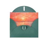 6x4 inch Watercolor Sunset Dark Green prints greeting card with envelope, suitable for birthday wishes, wedding congratulations