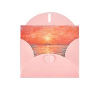 6x4 inch Watercolor Sunset Pink prints greeting card with envelope, suitable for birthday wishes, wedding congratulations