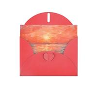 6x4 inch Watercolor Sunset Red prints greeting card with envelope, suitable for birthday wishes, wedding congratulations