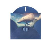 6x4 inch Whale Sky Painting Blue prints greeting card with envelope, suitable for birthday wishes, wedding congratulations