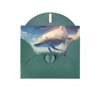6x4 inch Whale Sky Painting Dark Green prints greeting card with envelope, suitable for birthday wishes, wedding congratulations
