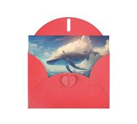 6x4 inch Whale Sky Painting Red prints greeting card with envelope, suitable for birthday wishes, wedding congratulations