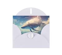 6x4 inch Whale Sky Painting White prints greeting card with envelope, suitable for birthday wishes, wedding congratulations