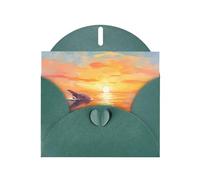 6x4 inch Whale's Tail Dark Green prints greeting card with envelope, suitable for birthday wishes, wedding congratulations