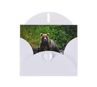 6x4-inch White Brown bear print Greeting Card Set with Envelope - Wedding/Birthday Invitations