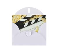 6x4-inch White Cinema Clapboard And Popcorn print Greeting Card Set with Envelope - Wedding/Birthday Invitations