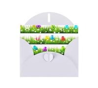 6x4-inch White Colorful Easter Egg print Greeting Card Set with Envelope - Wedding/Birthday Invitations