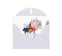 6x4-inch White Colorful Piano Keyboard Music print Greeting Card Set with Envelope - Wedding/Birthday Invitations