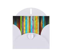6x4-inch White Colorful Wooden Boards print Greeting Card Set with Envelope - Wedding/Birthday Invitations