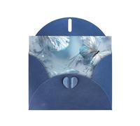 6x4 inch White Crystal Butterflies Blue prints greeting card with envelope, suitable for birthday wishes, wedding congratulations