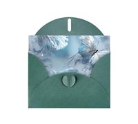 6x4 inch White Crystal Butterflies Dark Green prints greeting card with envelope, suitable for birthday wishes, wedding congratulations