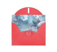 6x4 inch White Crystal Butterflies Red prints greeting card with envelope, suitable for birthday wishes, wedding congratulations