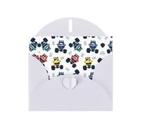 6x4-inch White Cute Monster Trucks print Greeting Card Set with Envelope - Wedding/Birthday Invitations