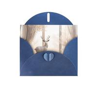 6x4 inch White deer in the jungle Blue prints greeting card with envelope, suitable for birthday wishes, wedding congratulations