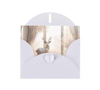 6x4 inch White deer in the jungle White prints greeting card with envelope, suitable for birthday wishes, wedding congratulations