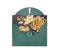 6x4 inch White Gold Peony Dark Green prints greeting card with envelope, suitable for birthday wishes, wedding congratulations