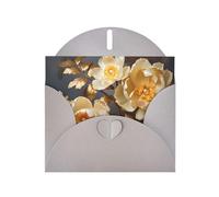 6x4 inch White Gold Peony Gray prints greeting card with envelope, suitable for birthday wishes, wedding congratulations