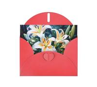 6x4 inch White Lilies Red prints greeting card with envelope, suitable for birthday wishes, wedding congratulations
