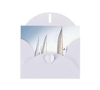 6x4-inch White Ocean Sailing print Greeting Card Set with Envelope - Wedding/Birthday Invitations