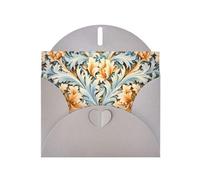 6x4 inch White-orange pattern Gray prints greeting card with envelope, suitable for birthday wishes, wedding congratulations