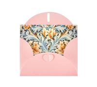 6x4 inch White-orange pattern Pink prints greeting card with envelope, suitable for birthday wishes, wedding congratulations