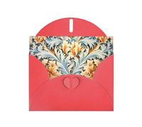 6x4 inch White-orange pattern Red prints greeting card with envelope, suitable for birthday wishes, wedding congratulations