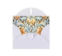 6x4 inch White-orange pattern White prints greeting card with envelope, suitable for birthday wishes, wedding congratulations