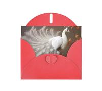 6x4 inch White peacock with open screen Red prints greeting card with envelope, suitable for birthday wishes, wedding congratulations
