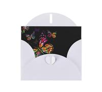 6x4-inch White Pretty butterfly print Greeting Card Set with Envelope - Wedding/Birthday Invitations