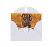 6x4-inch White Rising Sun Tiger print Greeting Card Set with Envelope - Wedding/Birthday Invitations