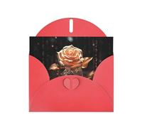 6x4 inch White Rose Gold Red prints greeting card with envelope, suitable for birthday wishes, wedding congratulations