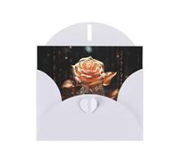 6x4 inch White Rose Gold White prints greeting card with envelope, suitable for birthday wishes, wedding congratulations