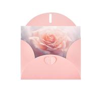 6x4 inch white rose Pink prints greeting card with envelope, suitable for birthday wishes, wedding congratulations