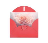 6x4 inch white rose Red prints greeting card with envelope, suitable for birthday wishes, wedding congratulations