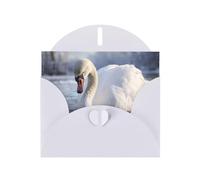 6x4 inch White swan playing in the water White prints greeting card with envelope, suitable for birthday wishes, wedding congratulations