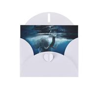 6x4-inch White Swimming African Elephant print Greeting Card Set with Envelope - Wedding/Birthday Invitations