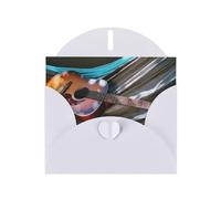 6x4-inch White Watercolor Acoustic Guitar print Greeting Card Set with Envelope - Wedding/Birthday Invitations