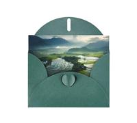 6x4 inch Wide rice fields Dark Green prints greeting card with envelope, suitable for birthday wishes, wedding congratulations