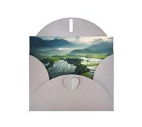 6x4 inch Wide rice fields Gray prints greeting card with envelope, suitable for birthday wishes, wedding congratulations
