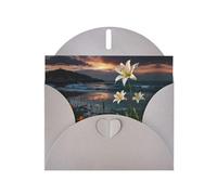 6x4 inch Wild Lily Dream Flower Sea Gray prints greeting card with envelope, suitable for birthday wishes, wedding congratulations