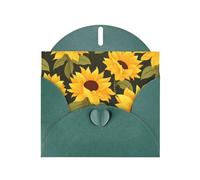 6x4 inch Windblown Sunflower Dark Green prints greeting card with envelope, suitable for birthday wishes, wedding congratulations