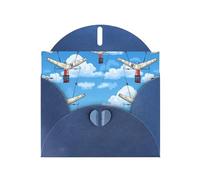 6x4 inch Wings in the sky Blue prints greeting card with envelope, suitable for birthday wishes, wedding congratulations