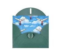 6x4 inch Wings in the sky Dark Green prints greeting card with envelope, suitable for birthday wishes, wedding congratulations