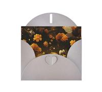 6x4 inch Yellow flowers Gray prints greeting card with envelope, suitable for birthday wishes, wedding congratulations