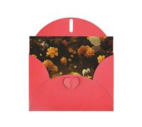 6x4 inch Yellow flowers Red prints greeting card with envelope, suitable for birthday wishes, wedding congratulations