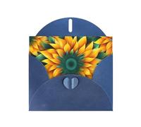 6x4 inch yellow-green sunflower Blue prints greeting card with envelope, suitable for birthday wishes, wedding congratulations