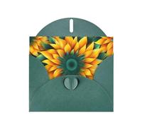 6x4 inch yellow-green sunflower Dark Green prints greeting card with envelope, suitable for birthday wishes, wedding congratulations